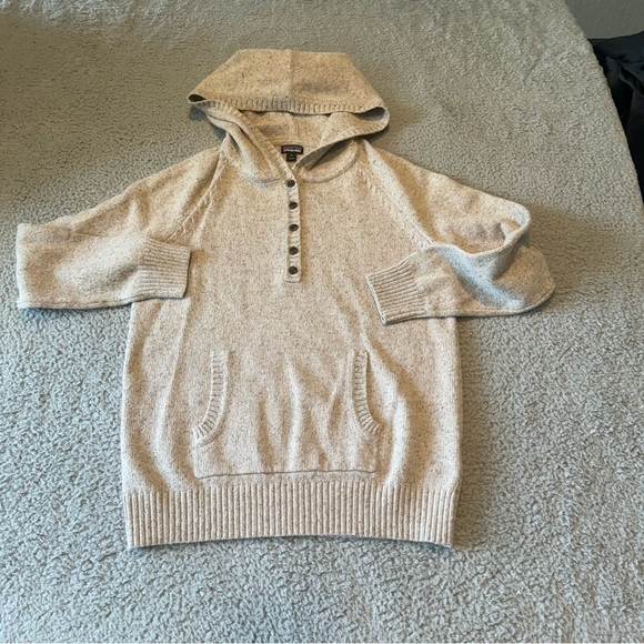Patagonia Off Country Hoodie Sweater Henley Button Tan Khaki Speckle Womens SZ M - Picture 1 of 13